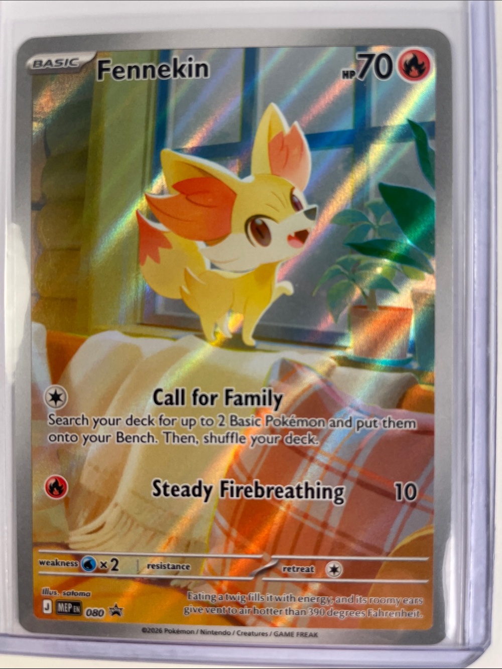 Pokemon Fennekin Yellow and Orange Holo Collectible Card